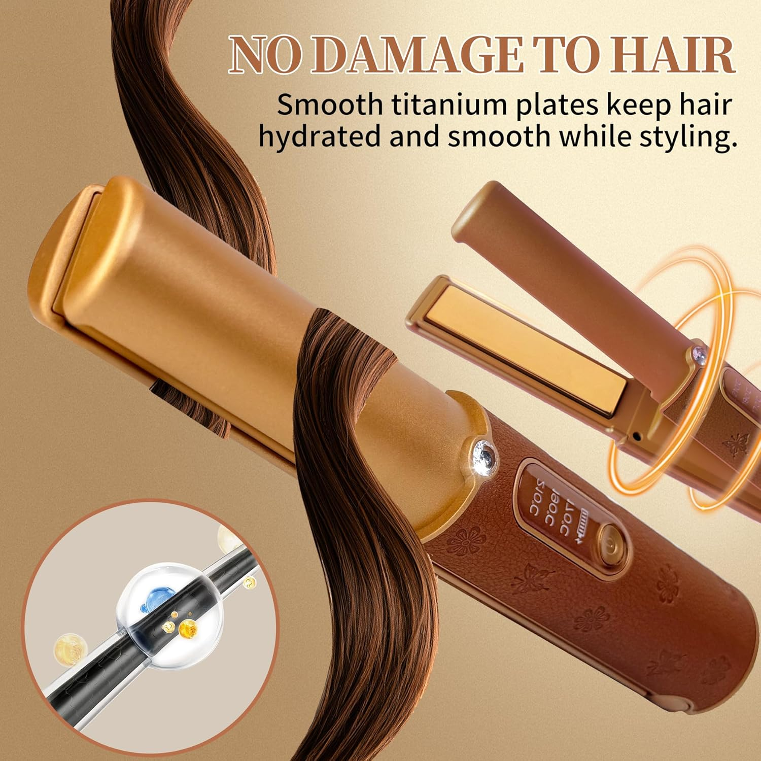 Cordless Hair Straightener, Portable Straightener 2 in 1 for Hair Straightening and Curling, Fast Heating Cordless Flat Iron, 5000Mah Hair Straightener Travel,210&deg;C/410&deg;F within Seconds(Urban OL) image number 1