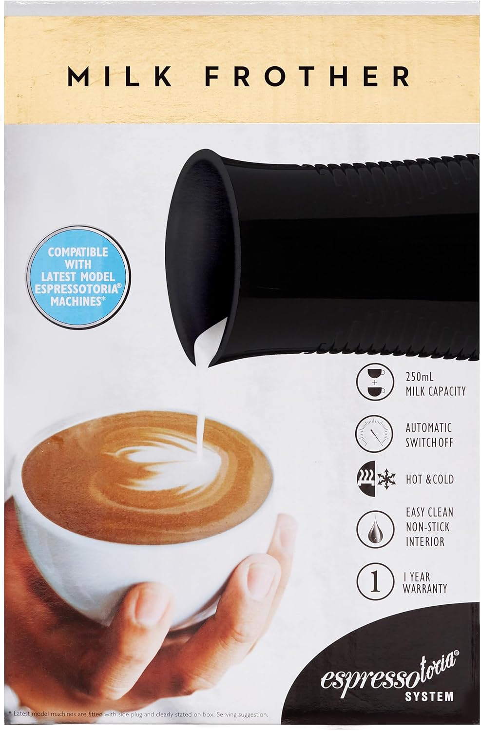 Espressotoria Automatic 250Ml Hot and Cold Coffee Milk Frother for Cappuccino, Latte, Hot Chocolate image number 3