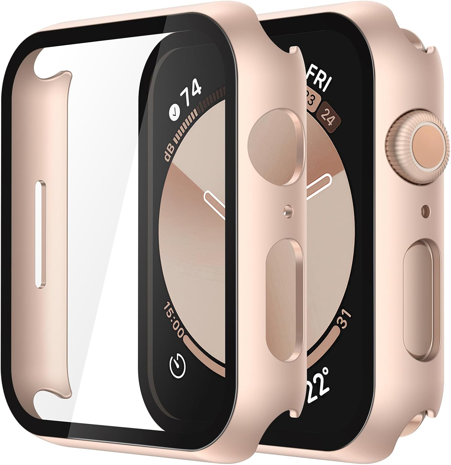 Misxi 2-Pack Full Protection Case with Tempered Glass for Apple Watch SE 3/2/1 Series 6/5/4 40Mm, Slim Ultra-Thin Cover with Screen Protector for Iwatch, 1 Rose Gold + 1 Transparent image number 6