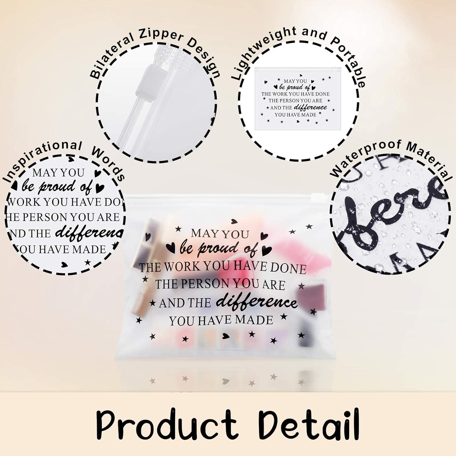 Sotiff 60 Pcs Makeup Bags Bulk Cosmetic Bag for Women Inspirational Thank You Gifts EVA Swag Bag Items Appreciation Gift Empowering for Staff Teacher Nurse Employee Mother(Proud,8 X 6 Inch) image number 5