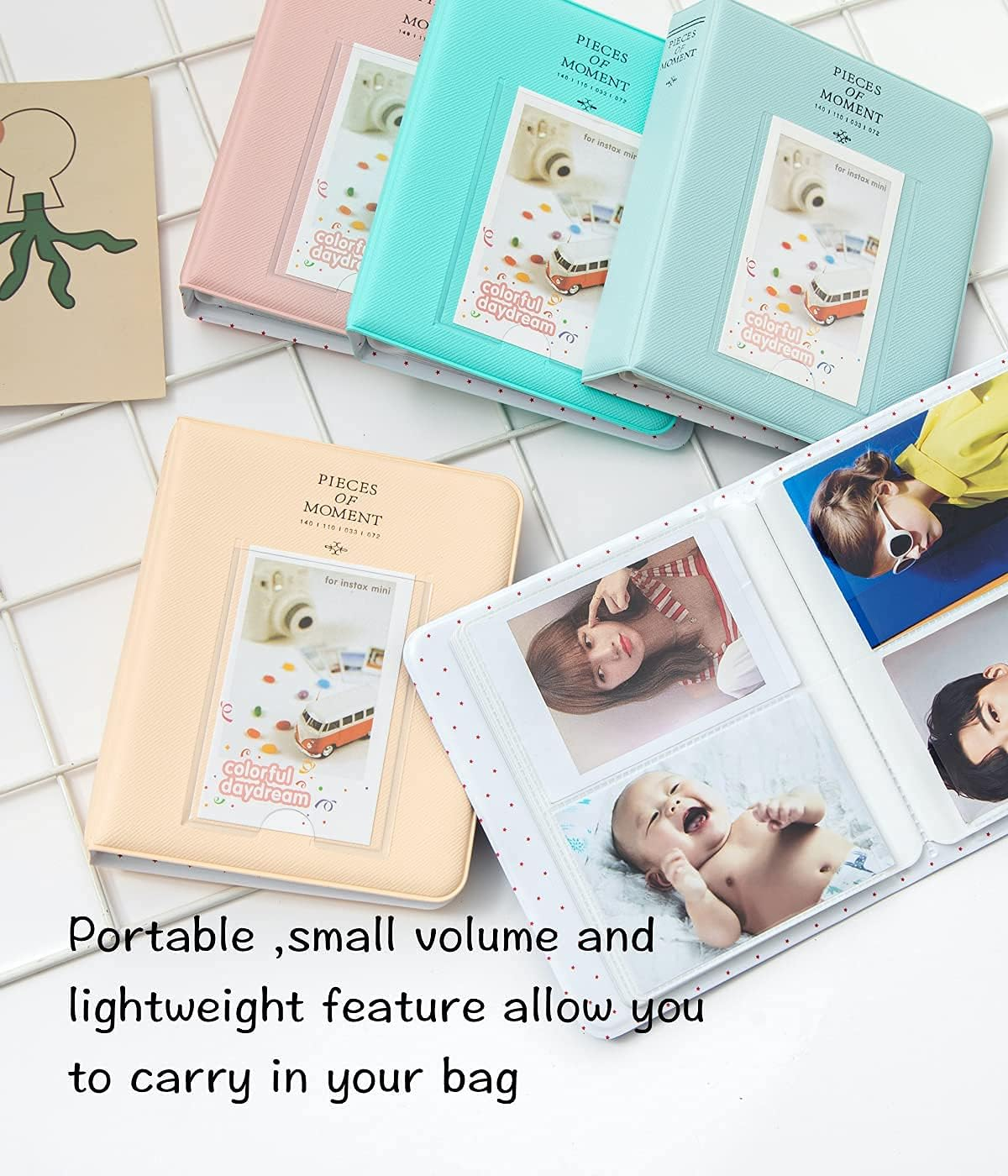 Polaroid Photo Albums,2Pcs Goodsnetic 64 Pockets Album for Fujifilm Instax Mini 7S 8 8+ 9 25 26 50S 70 90 Instant Camera Name Card,Photo Book for Polaroid PIC-300P/Z2300 Pink&Smokey White - Browngrey image number 4