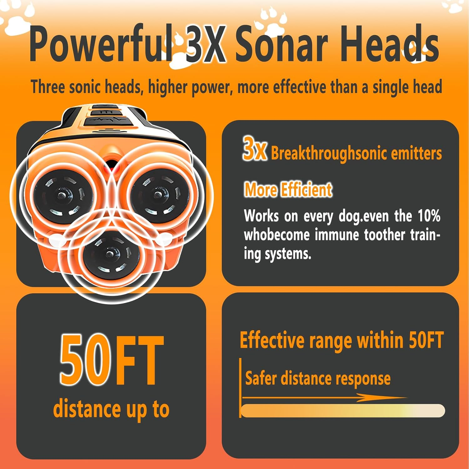 Dog Bark Deterrent Devices,Tripling anti Barking Device for Dogs,Flash Vibration Ultrasonic Stop Neighbors Dog Barking Silencer,Bark Deterrent Device,Can Be Used Dog Clicker for Control Training image number 2