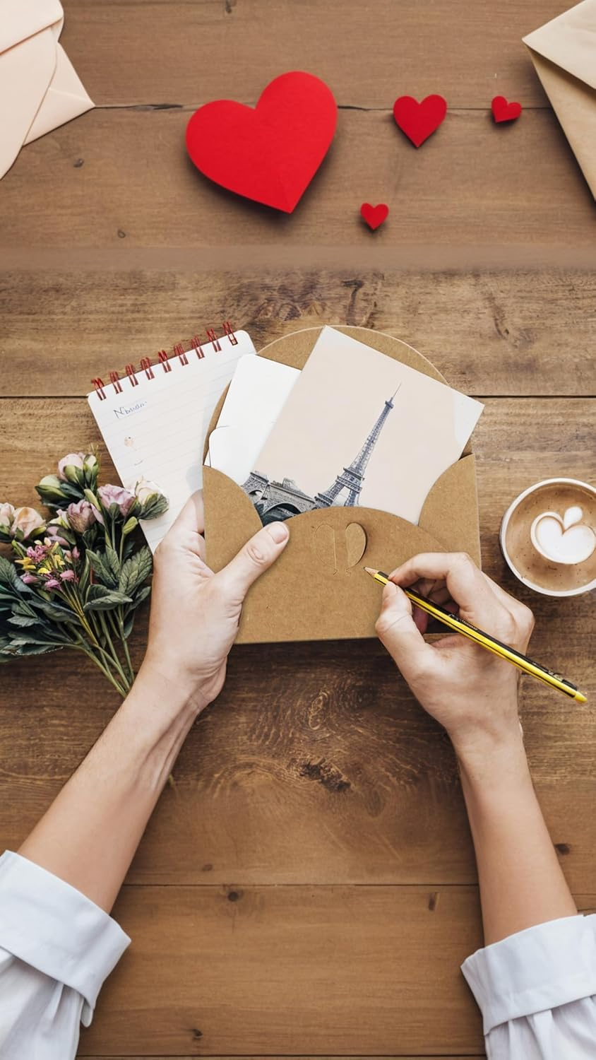 Honwor 25 Mini Kraft Envelopes with Heart Closure - DIY Gift & Thank You Cards image number 5