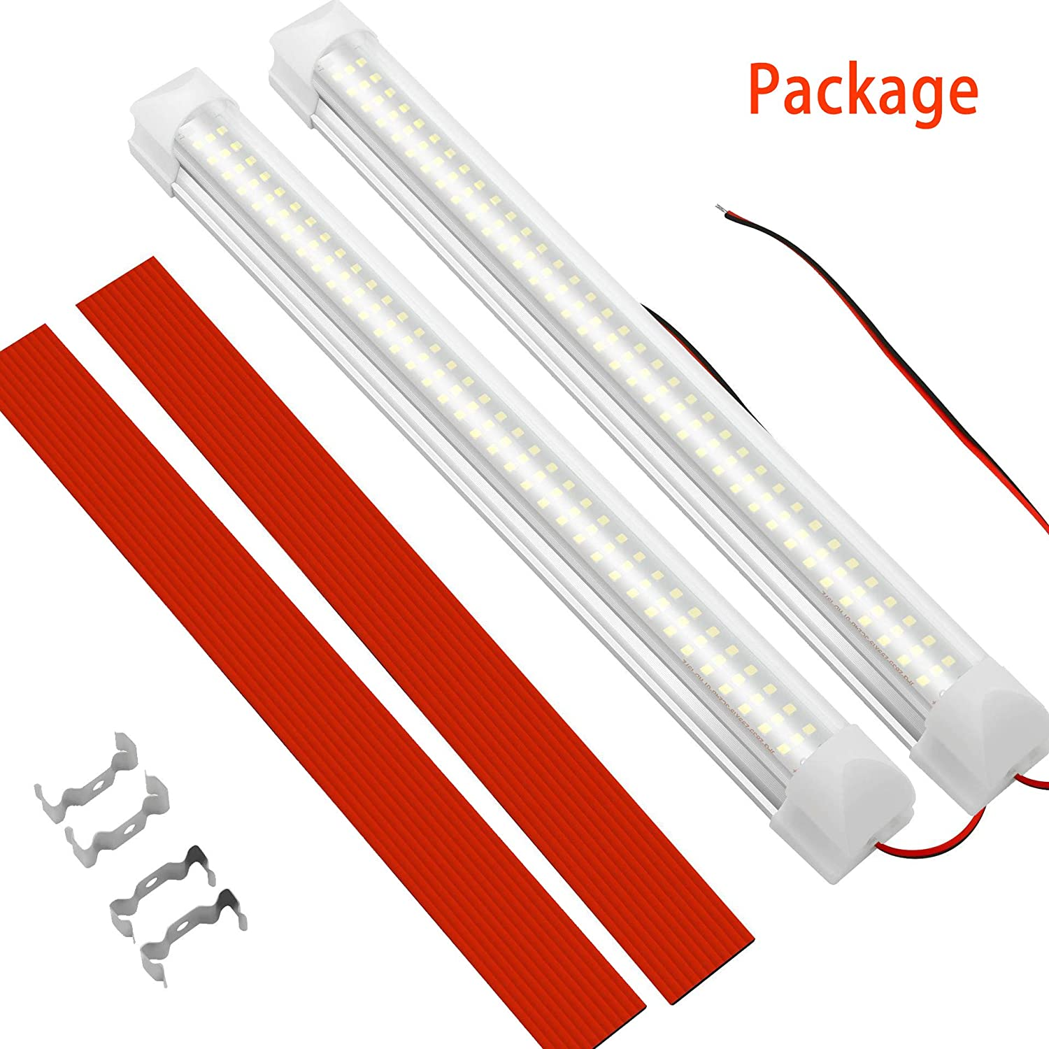 12 Volt LED Lights Bar, Daylight 6000K 13.4 Inch 108 LED 5W 500 Lumens, LED Car Interior Light Strip with Switch for RV Boat Trailer Camper, Pack of 2 image number 3