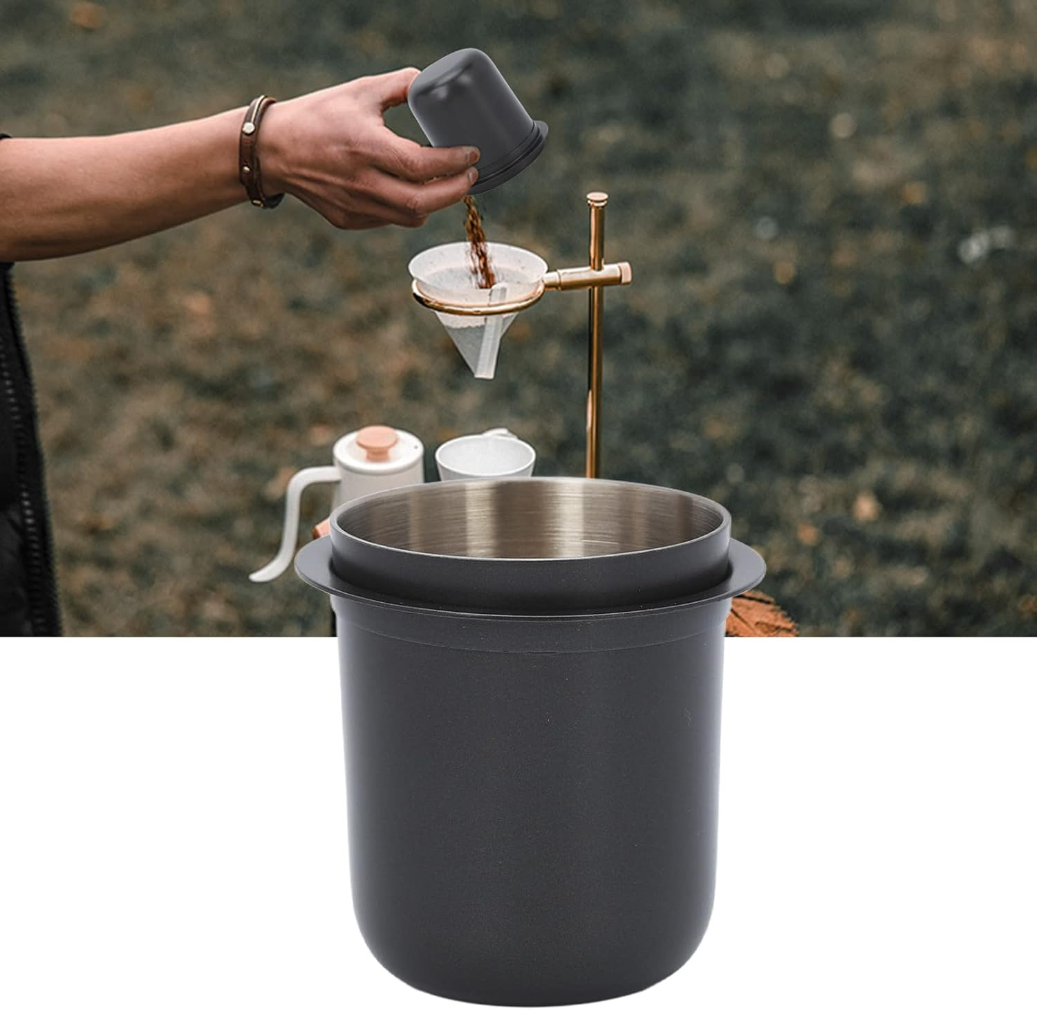 Dosing Cup, 58Mm Stainless Steel Coffee Dosing Cup, Portafilter Dosing Cup, Espresso Dosing Cup for Coffee Tamper, Espresso Coffee Machine Tools, Fits 58Mm Portafilters (Black image number 4