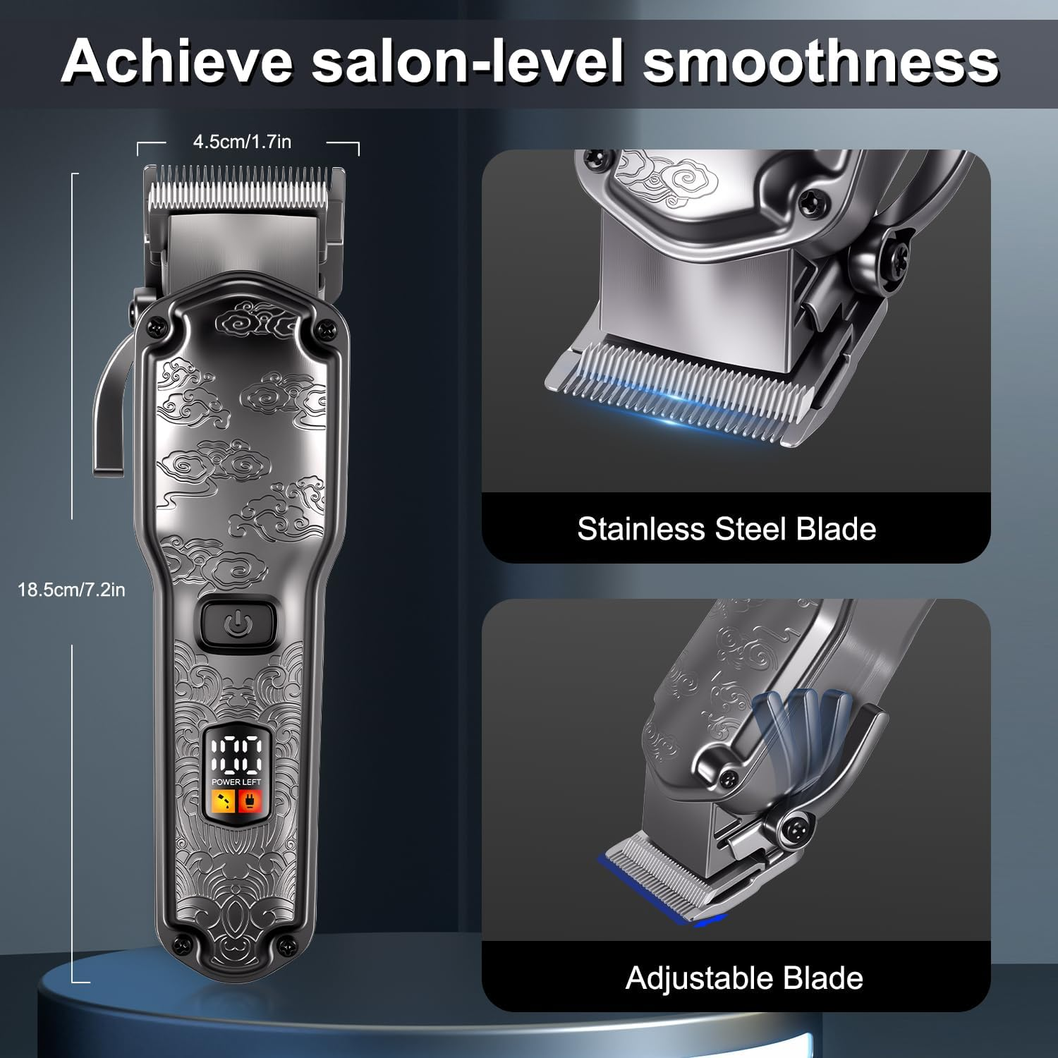 Hatteker Professional Hair Clippers for Men Beard Trimmer Clippers Set Waterproof T-Blade Trimmer Cordless Grooming Kit Nose Body Hair Barber Clippers Hair Cutting Kit image number 4