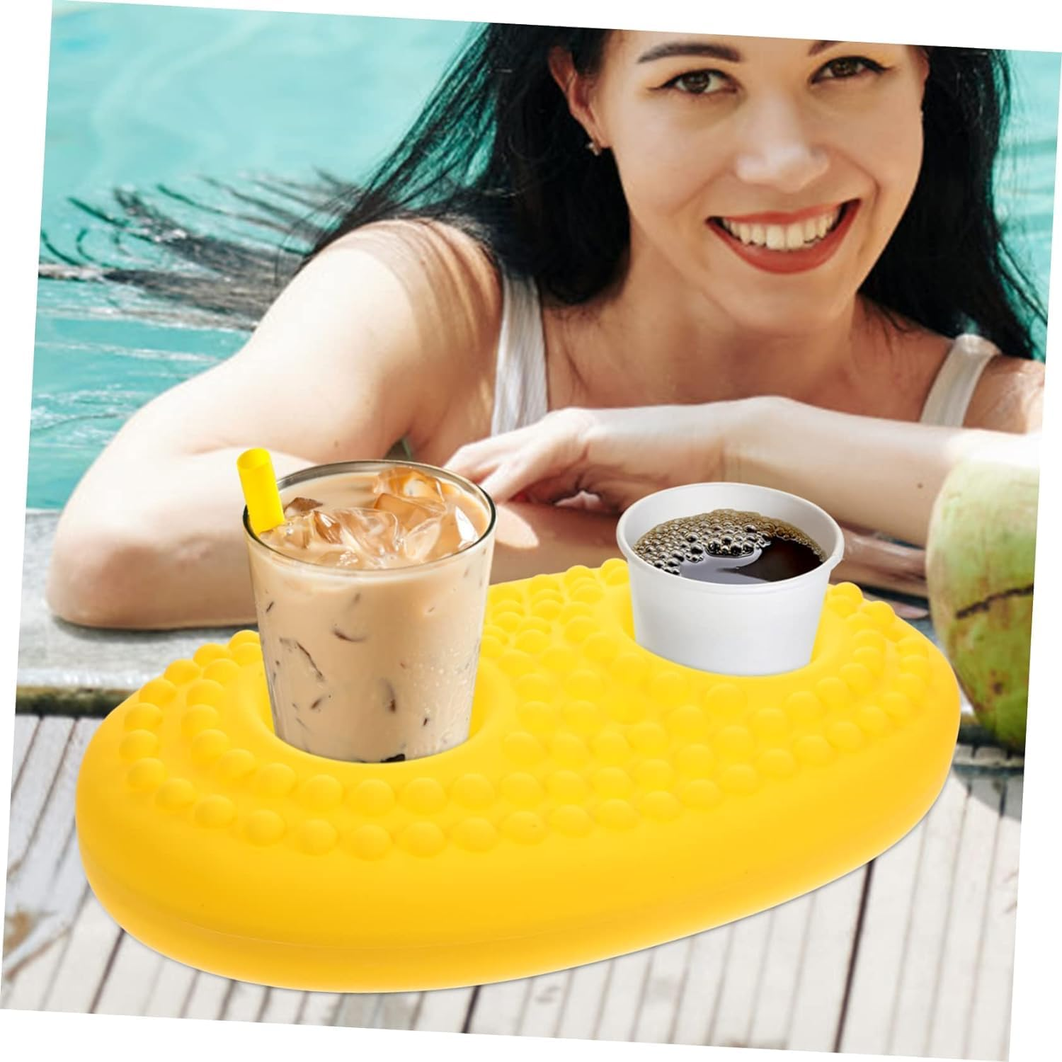 Pool Cup Base Beach Cup Holder Pools for Inflatable Toys for Pool Float Drink Caddy Summer Pool Party Favors Floating Drink Tray Floating Cupholders Pool Supplies Drinks image number 4