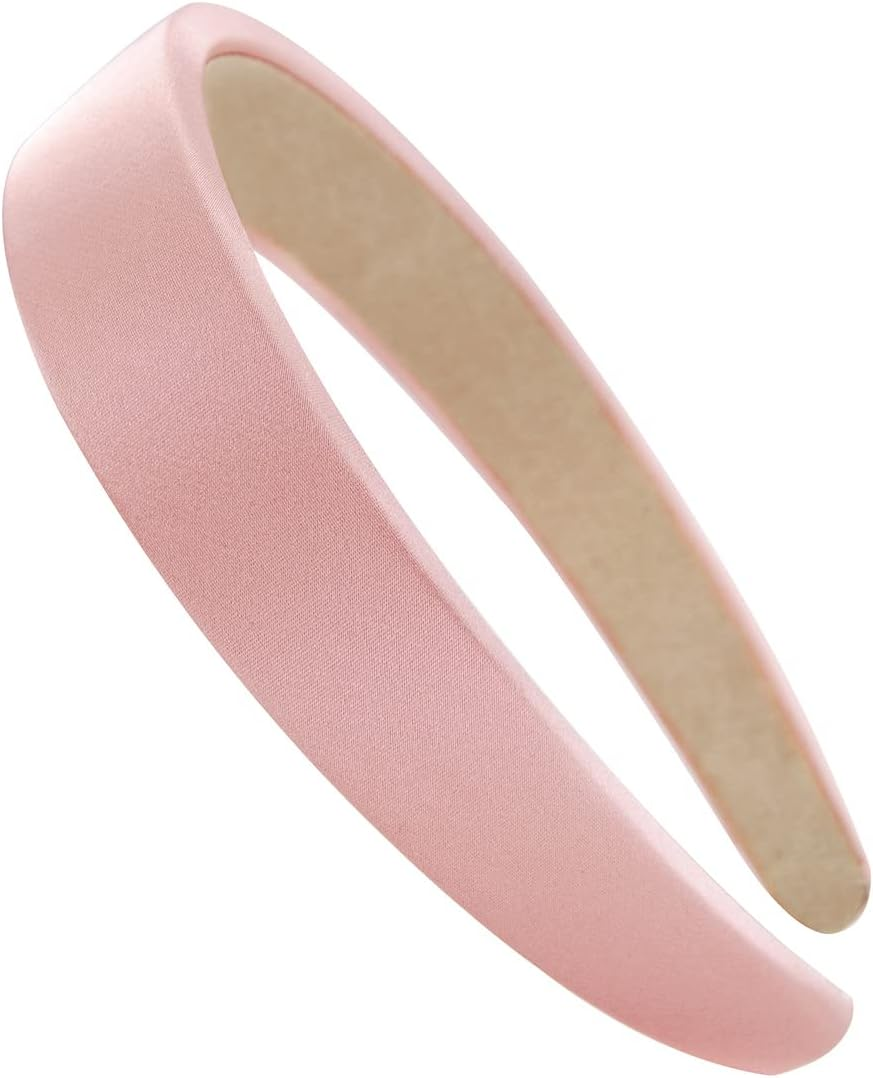 Axy Headband with Fabric Padded Candy Colours and Satin Covered - Beautiful Headband Hair Accessories Hair Band HRK7A (Dusky Pink) - Black image number 3