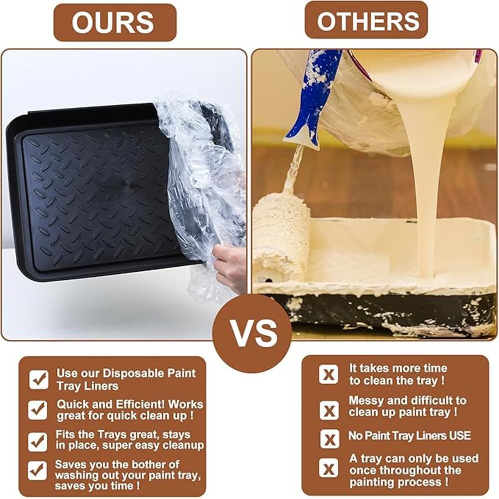 Paint Tray Liners, 30-Pack, Disposable Paint Pan Covers for Rollers (9Inch) image number 3