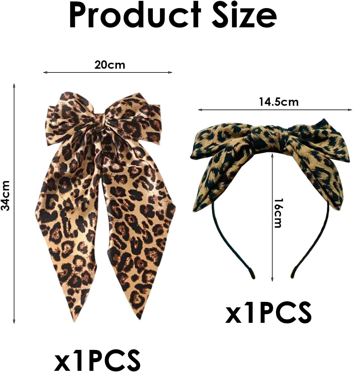 1 Leopard Print Hairpin and 1 Headband with Bow, Fashionable Personalised Hair Accessories, Retro Hair Accessories, Women'S Hair Accessories image number 1