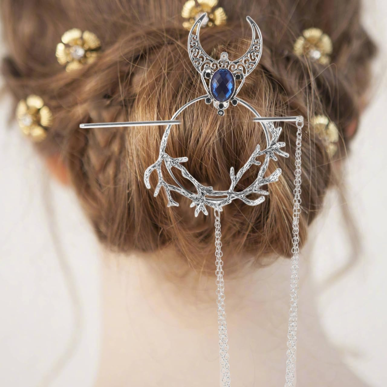 Generisch Witch Hairpin Creative Hair Clip French Hairpin Hair Pins Jewellery Hair Clip Blue Gothic Hair Accessories Hair Clips for Women Retro Hair Stick Alloy image number 4