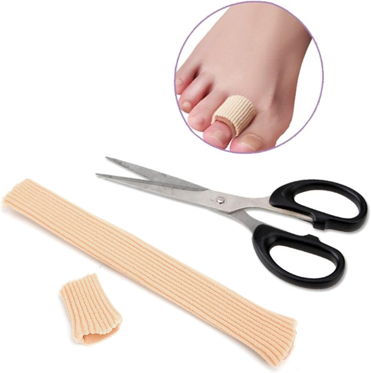 Toe Tube, Toe Sleeve Protectors, Sleeves Stress Pain Relief Portable Soft Elastic Toe Cover Protector Fiber Silicone Foam Toe Protectors Toe Tubes