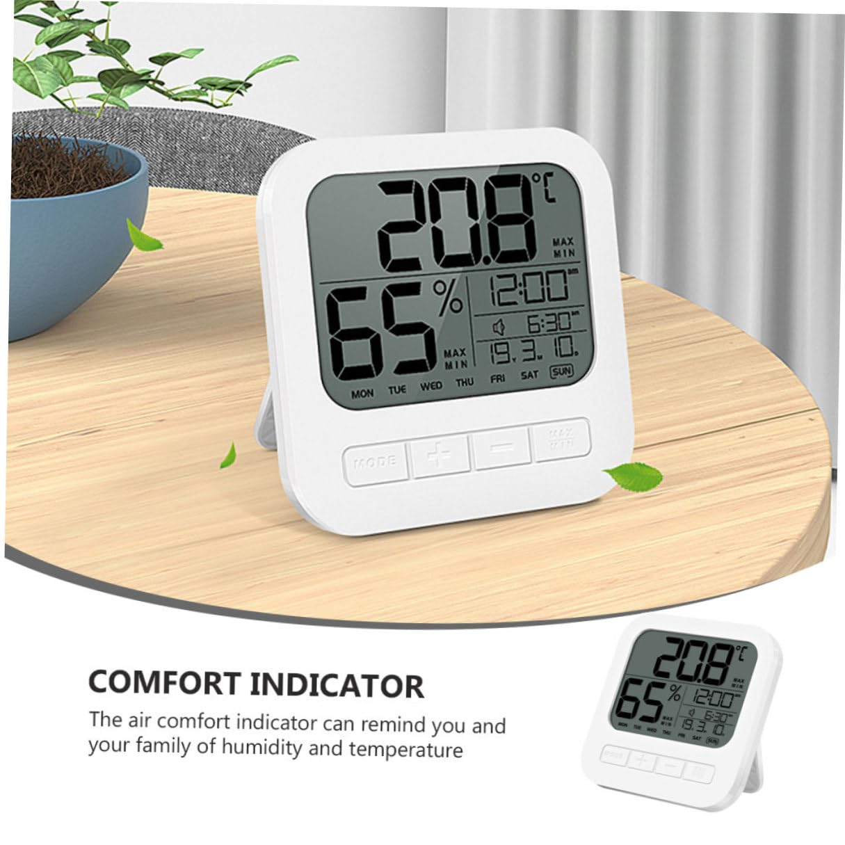 High Accuracy Indoor Thermometer Hygrometer with LCD Display Temperature Humidity Monitor for Nursery and Home Celsius Fahrenheit Alarm and Snooze Functions Wall-Mountable And image number 3