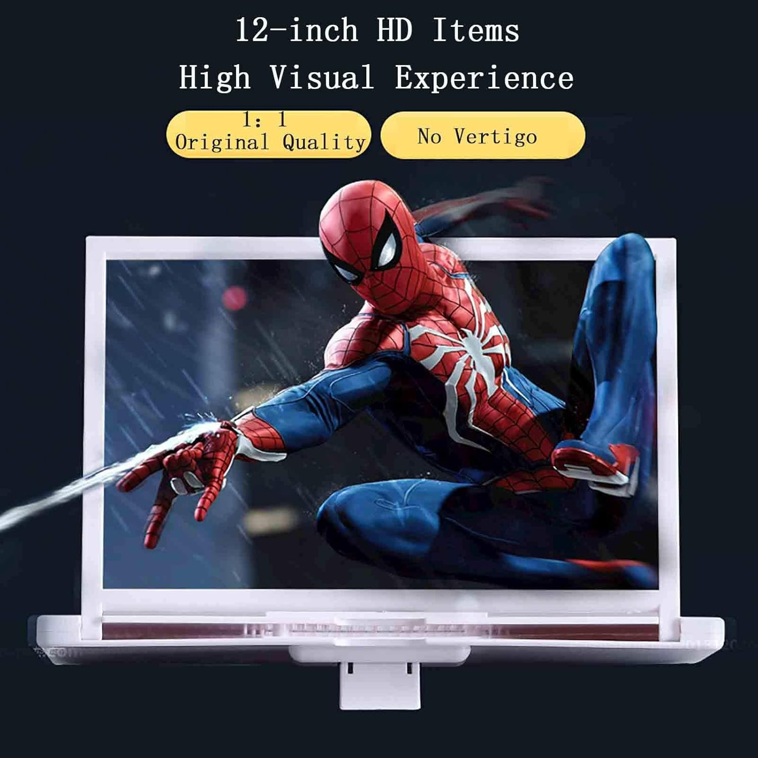 12" Magnifier for Cell Phone - 3D HD Projector Screen Enlarger, Smartphone Desktop Bracket, Universal Cellphone Magnifier Holder (Black) - Red image number 4