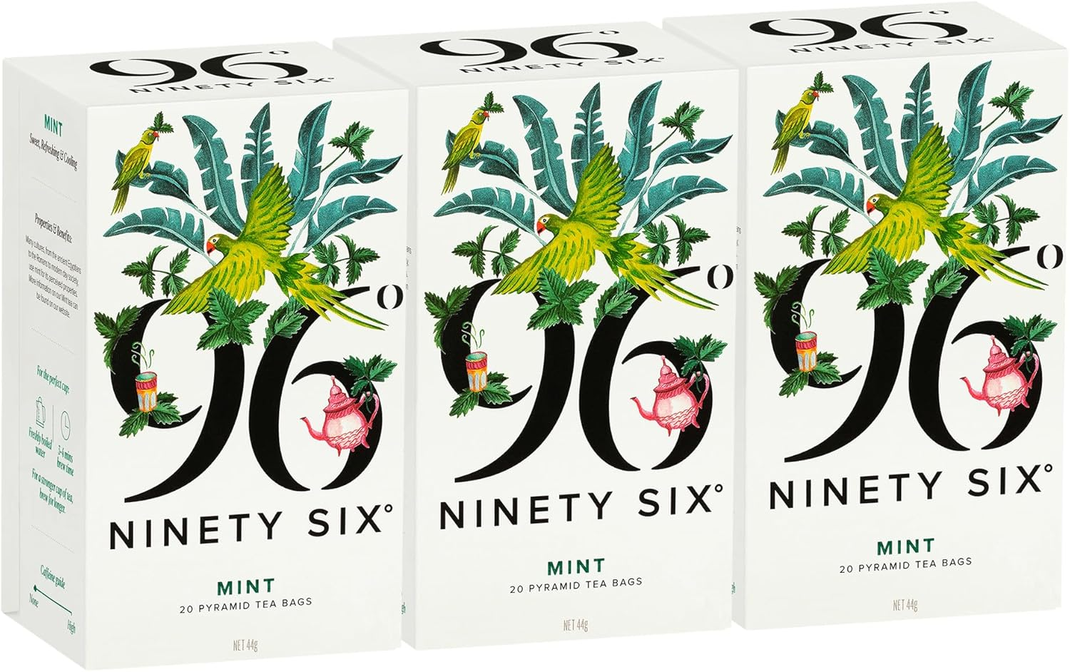 96&deg; Mint Tea - 20 Pyramid Tea Bags X 3 Boxes, Individually Wrapped, Refreshing, Sweet and Cooling, Biodegradable Plant-Based Bags (60 Bags) image number 3
