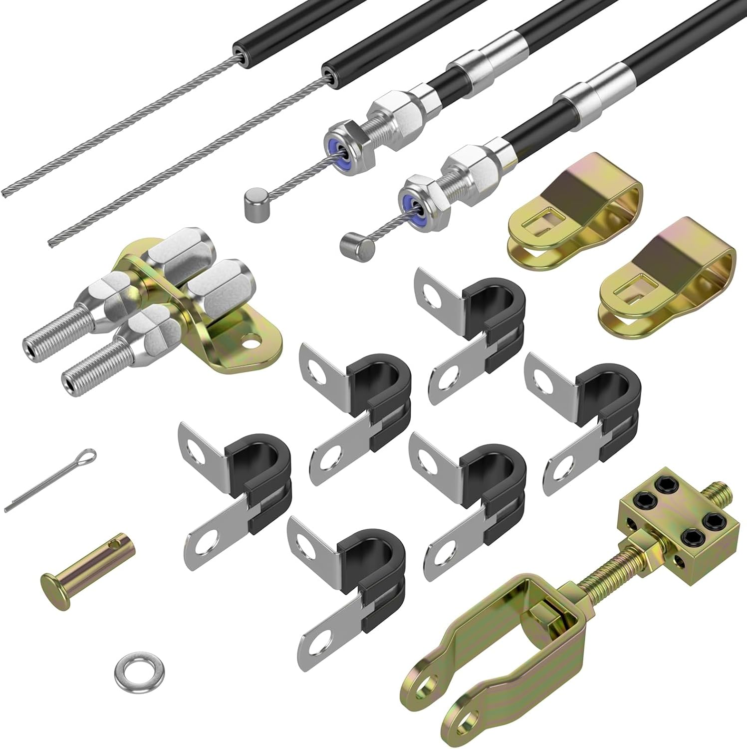 Universal 110-Inch Parking Brake Cable Kit - Emergency Brake Cable Kit 330-9371 Alternative for Lokar Floor Mount Units image number 1