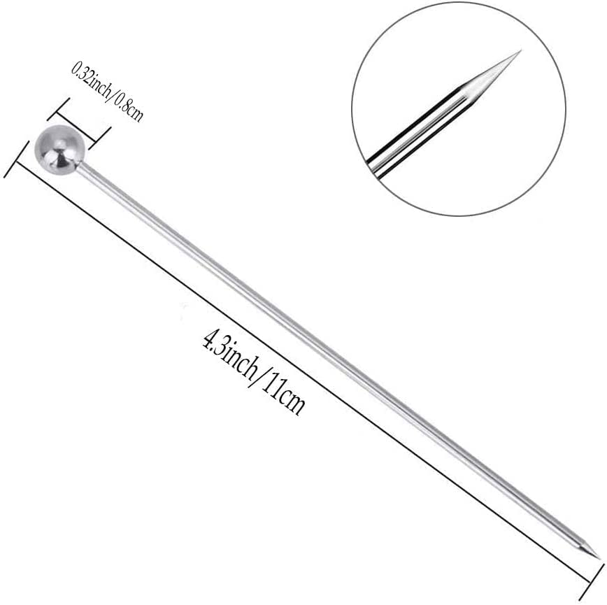 24Pcs Cocktail Picks, Betterjonny Stainless Steel Martini Reusable Sandwich Sticks Appetizer Toothpicks Fruit Stick Metal Cocktail Skewers for Party Home Bar