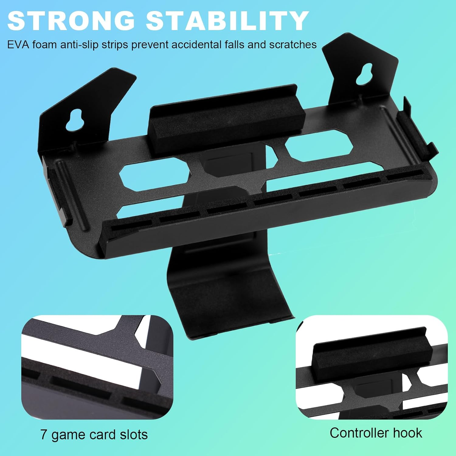 Wall Mount Holder Kit, Metal Storage Shelf Console Controller Organizer Compatible with Switch 2 Wall Mount Kit for Hanging Controller (Black) image number 5