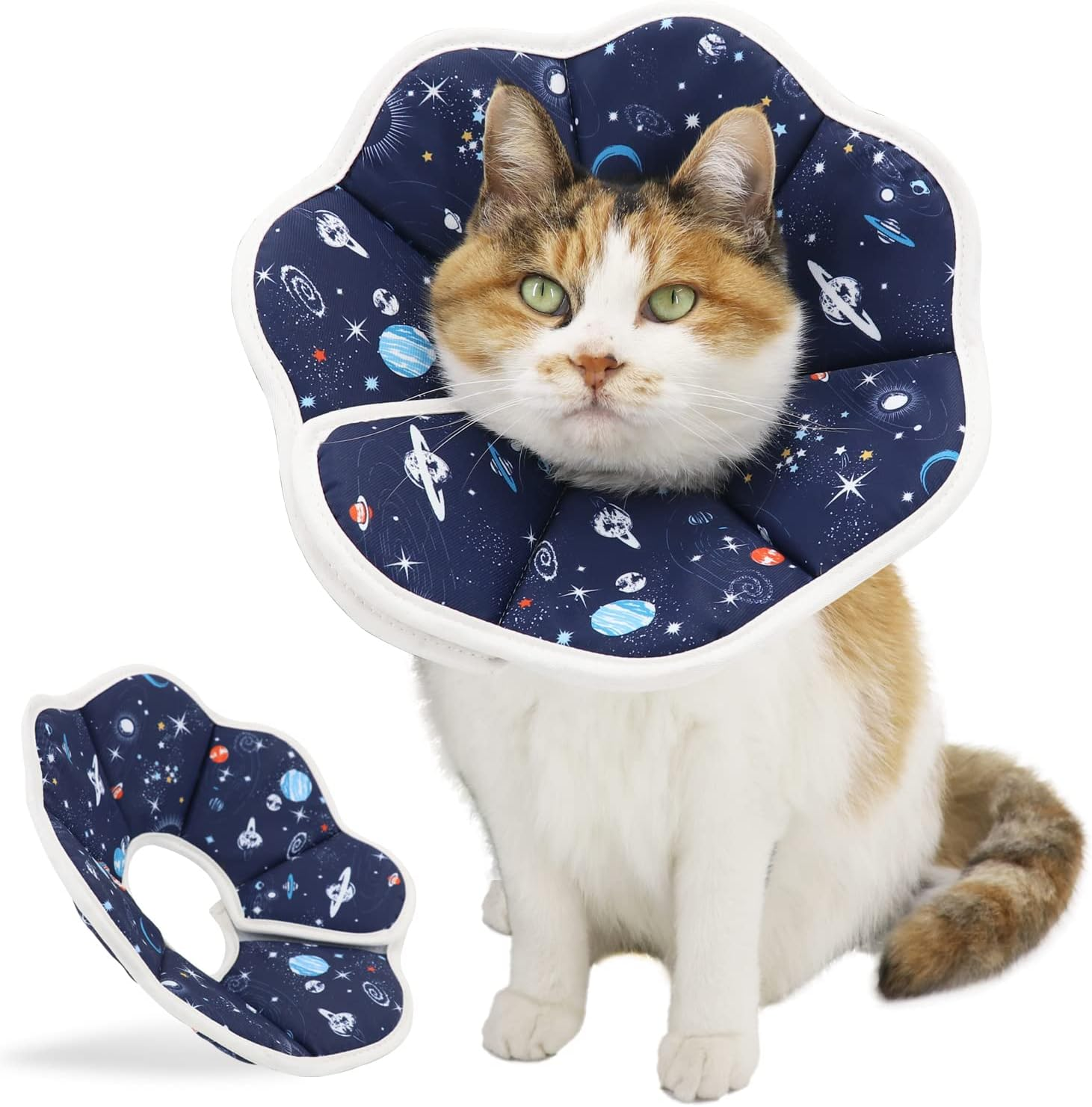 Soft Cat Cone, Adjustable Pet Recovery Collar after Surgery to Prevent Licking Wound, Protective Cat Neck Cone, Comfortable Pet Elizabethan Collar for Cats Kittens and Puppies (Small) image number 6