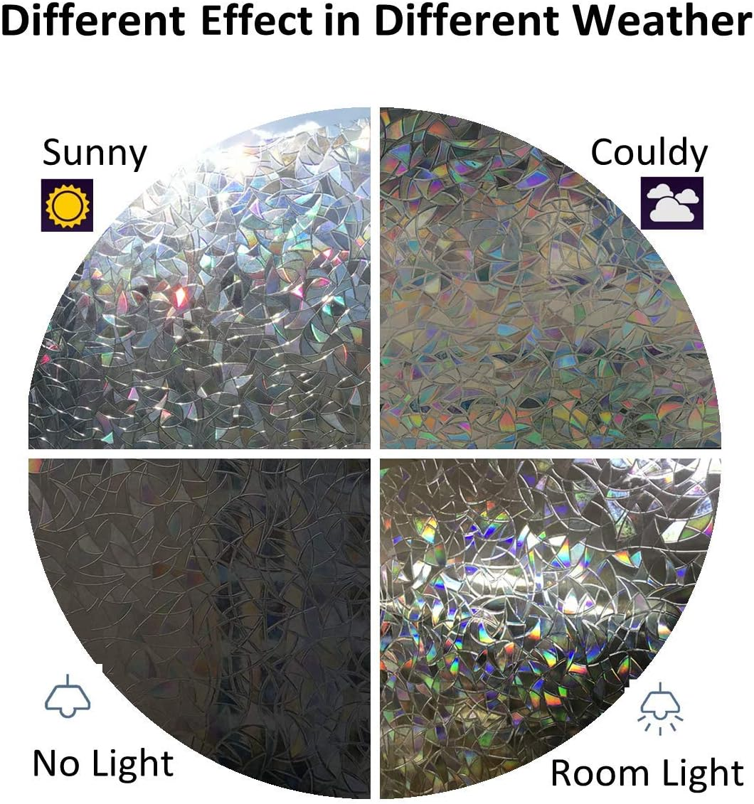 Arthome Blinds Frosted Privacy Window Film Static Cling Glass Window Sticker No Glue Sun Blocking Anti-Uv Window Tint Vinyl for Living Room Home Office Decor Striped Pattern 60X254Cm image number 2