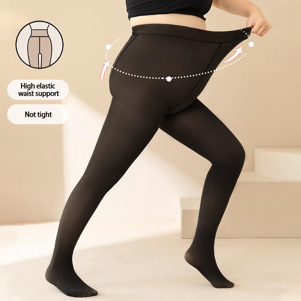 DTWAWA Fleece Lined Tights Sheer Women - Fake Translucent Warm Pantyhose Leggings Sheer Thick Tights image number 4