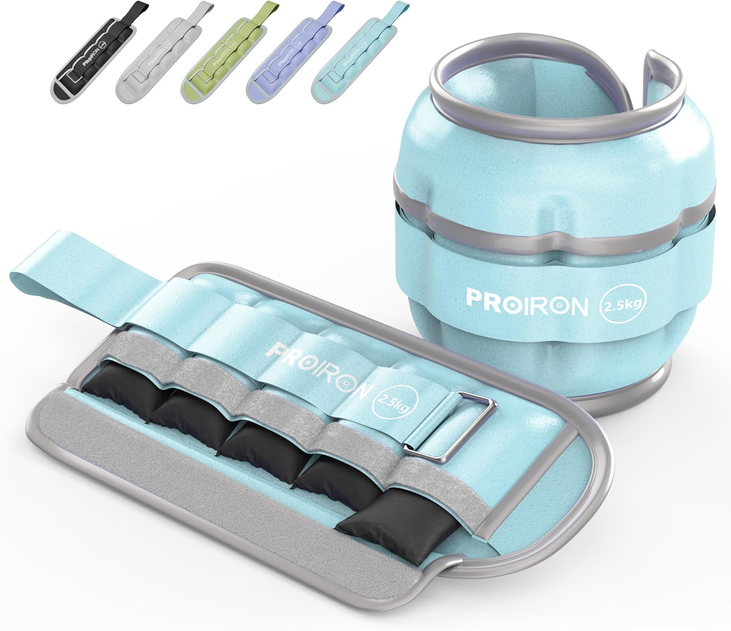 PROIRON Adjustable Ankle Weights Wrist Leg Weights for Women Men 0.5Kg-2.5Kg in Pair Reflective Ankle Weight Set for Fitness Exercise Jogging Aerobics