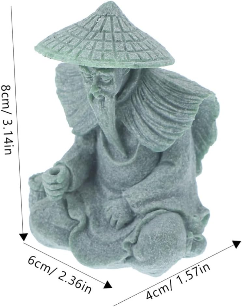 Hohopeti Aquarium Fisherman Statue Miniature Fisherman Figure for Fish Tank Decor Chinese Sitting Fishing Man Micro Landscape Tea PET