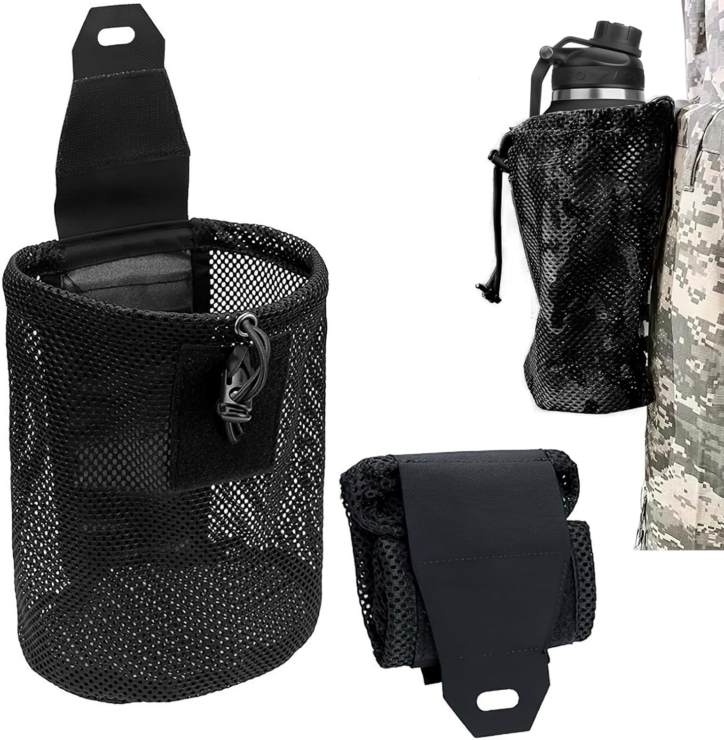 Outdoor Mesh Dump Pouch Bag,Drawstring Dump Pouch,Waist Storage Bag Belt Drawstring Organizer,Foldable Utility Pouch with Quick-Release Mesh,Large Capacity Mesh Quick-Release Utility Pouch image number 2