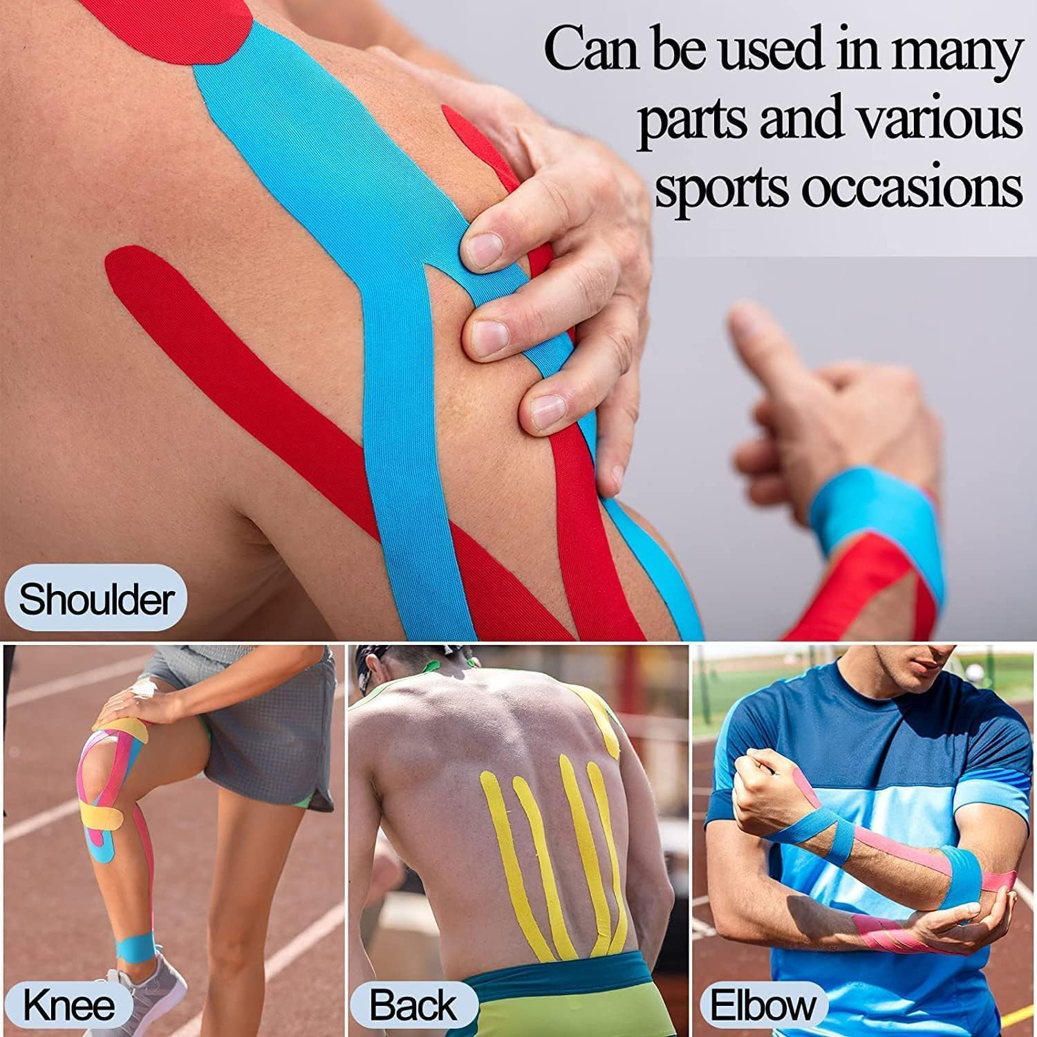 Athletic Sports Tape Elastic Kinesiology Tape,3Pcs Waterproof Kinetic Tape,Sport Trainers Waterproof Physio Sports Tape,Trainers Waterproof Physio Sportstape,Kinesiology Tape Latex Free Athletictape image number 6
