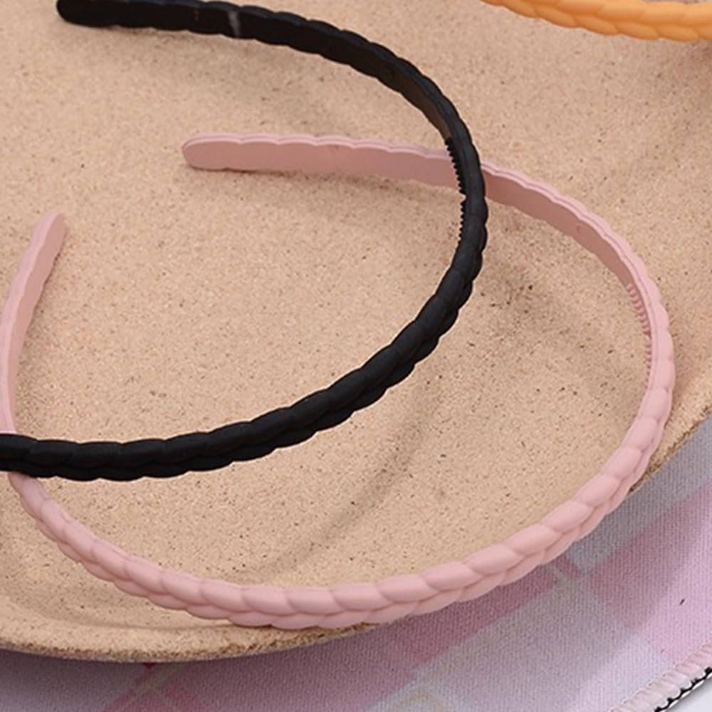 Visxcnu Pack of 6 Thin Hair Bands, Plastic Headbands, Multicoloured Headbands, Plastic for Girls and Women image number 6