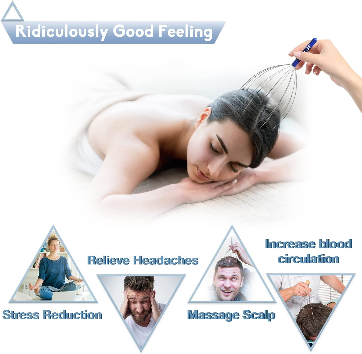 Scalp Massagers, Handheld Head Massage Tingler, Scratcher for Deep Relaxation, Hair Stimulation and Stress Relief (2 Pack, Random Colors) image number 4