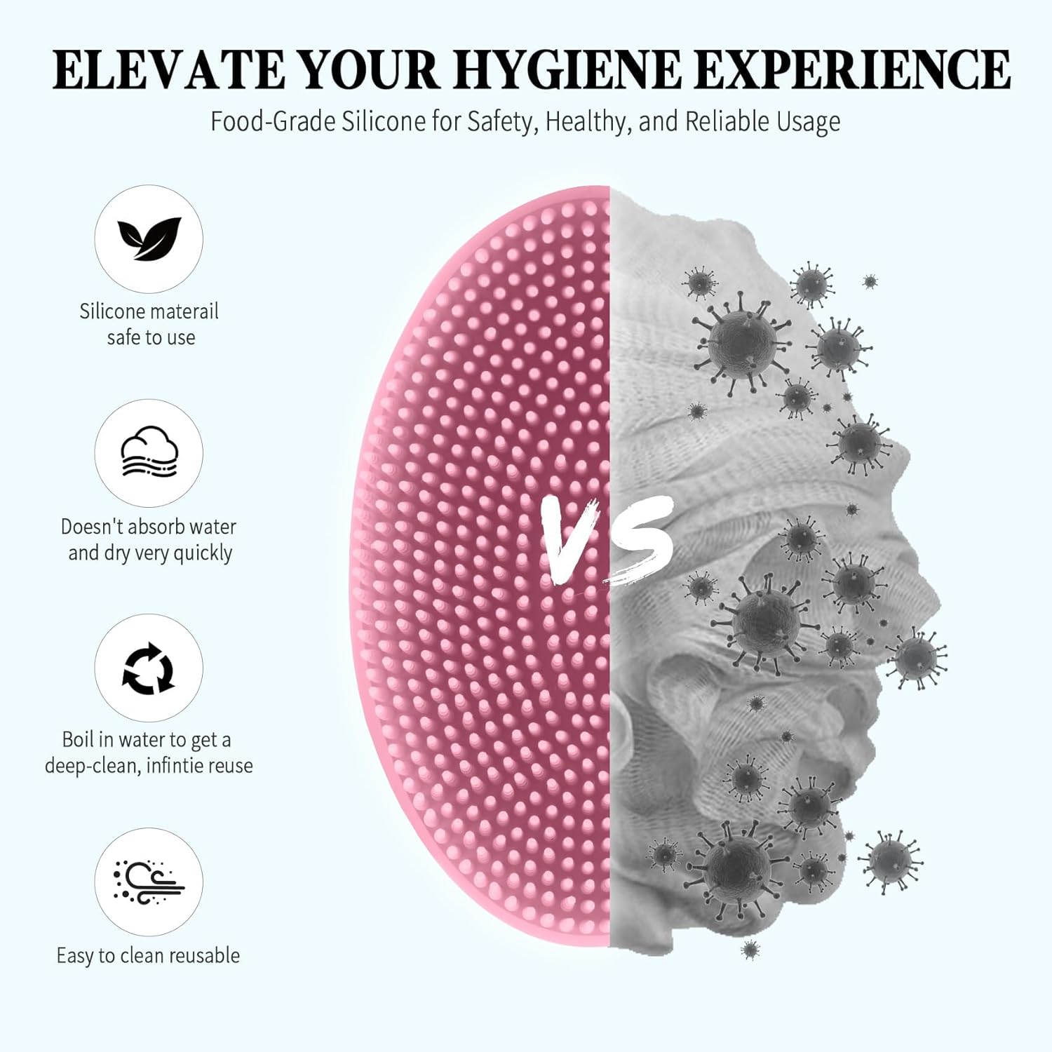 Silicone Body Scrubber Silicone Loofah Silicone Shower Scrubber Silicone Loofah Silicone Body Scrubber Silicone Face Scrubber Exfoliating Body Scrubber Shower Scrubber Body Silicone Loofah Men image number 5