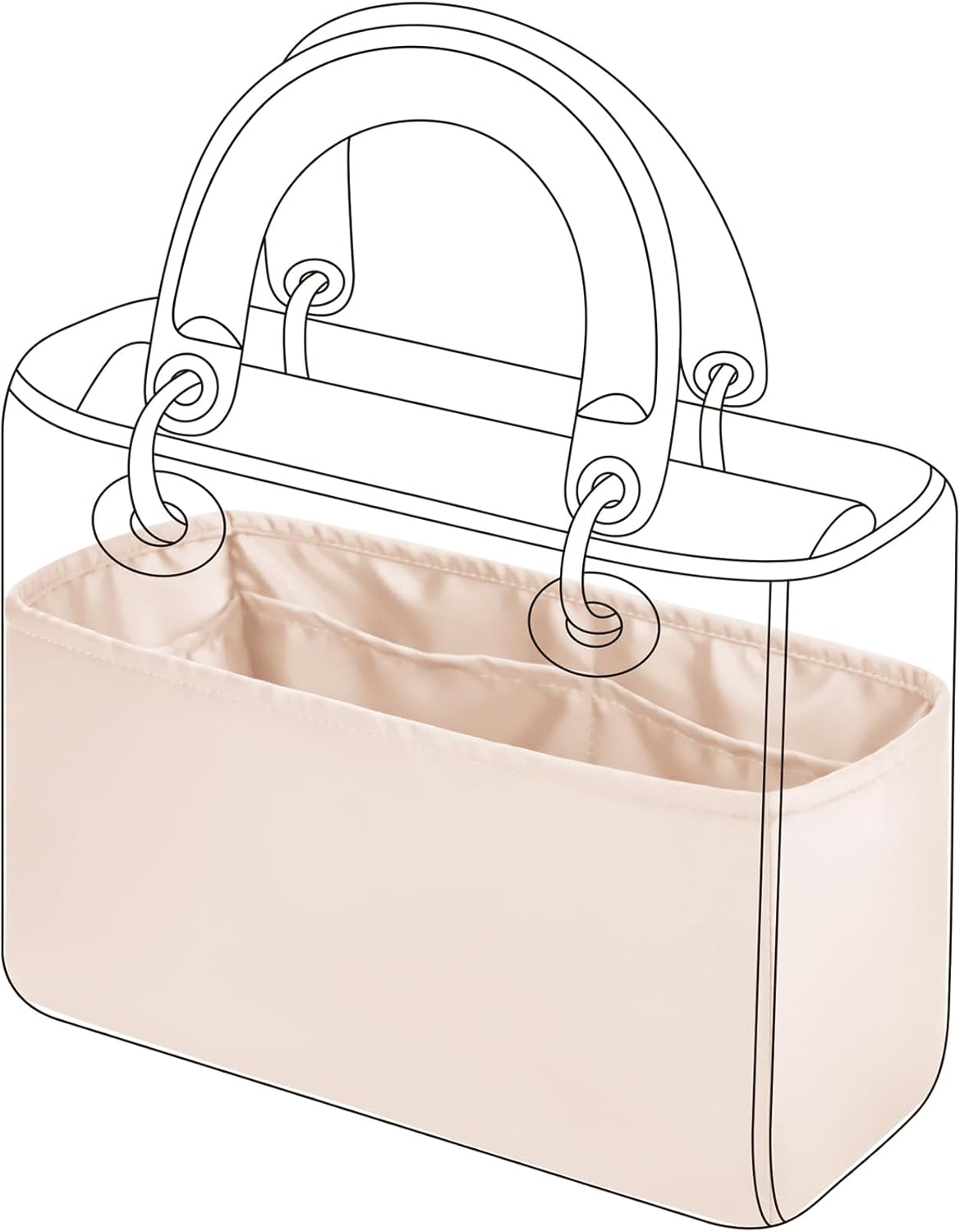 DGAZ Silk Purse Organizer Insert for Lady-Dior Micro/Mini/S/M/L Bags，Silky Smooth Bag Organizer，Luxury Handbag & Tote Shaper(Rose Dragee, S)