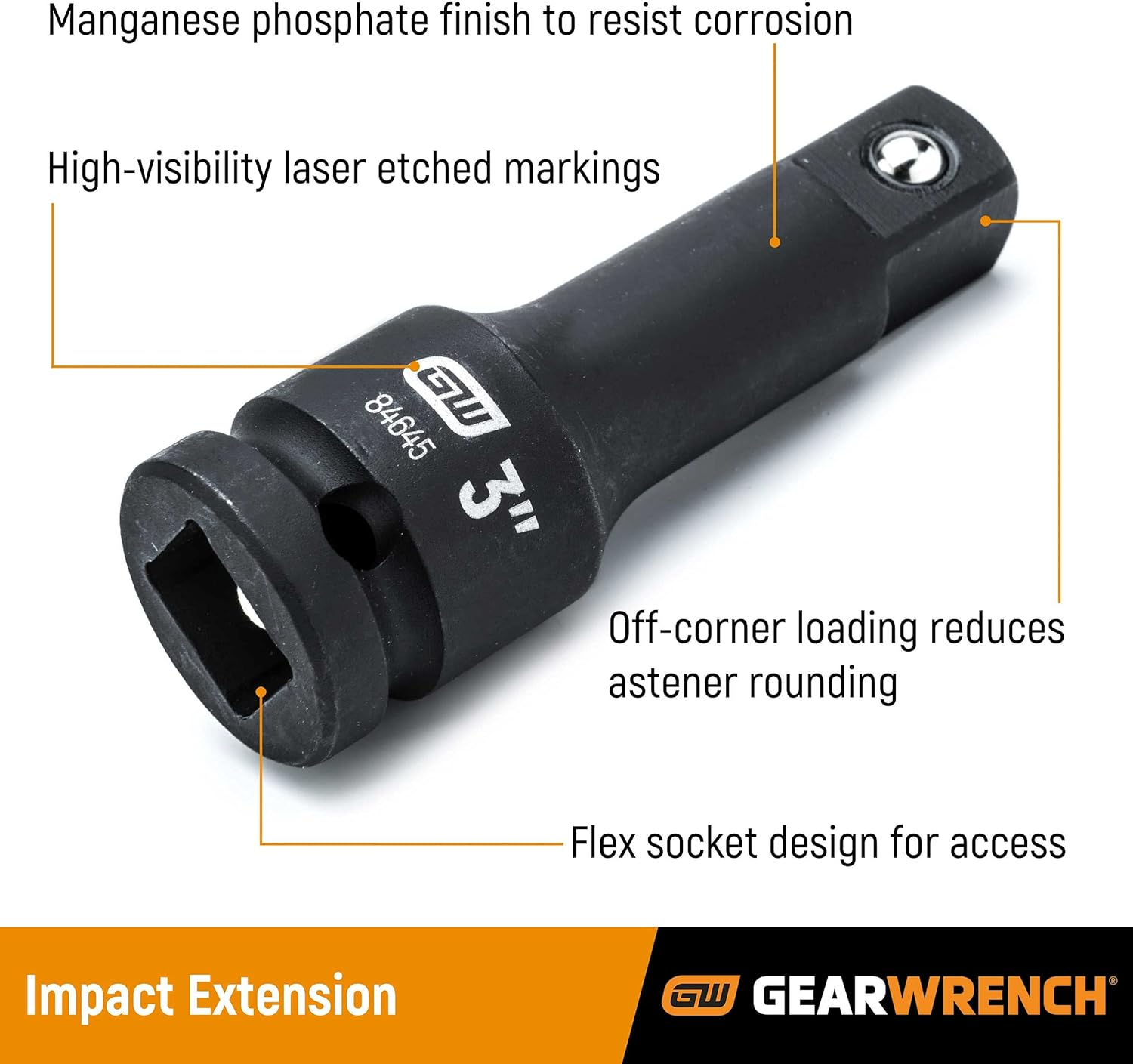 GEARWRENCH 3/8" Drive Impact Extension, 10" - 84405, Black