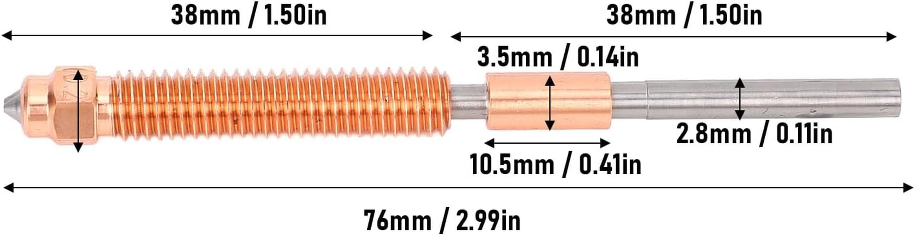 2 Pcs Quick Swap Nozzle, Ti Alloy Heat Break Hardened Steel Crzrcu All Metal Integrated Nozzle Compatible with K2 plus 3D Printer (0.2Mm) image number 6