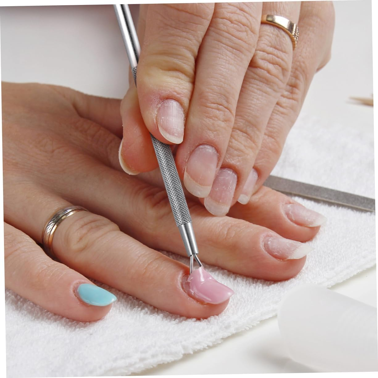 NOLITOY 6Pcs Stainless Steel Cuticle Pusher Gel Polish Remover Tool for Polish Removal Cuticle Care