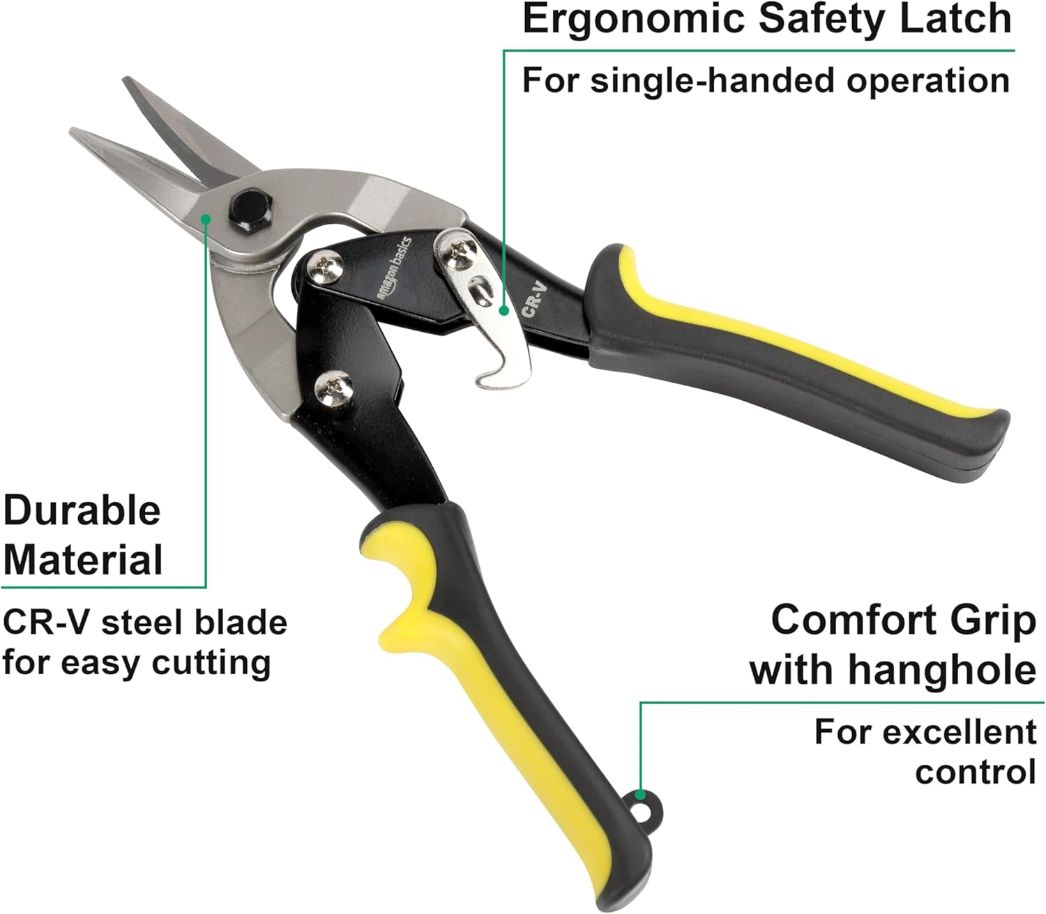 Amazon Basics 3-Piece Aviation Snip Set - Left, Right and Straight Cut image number 4