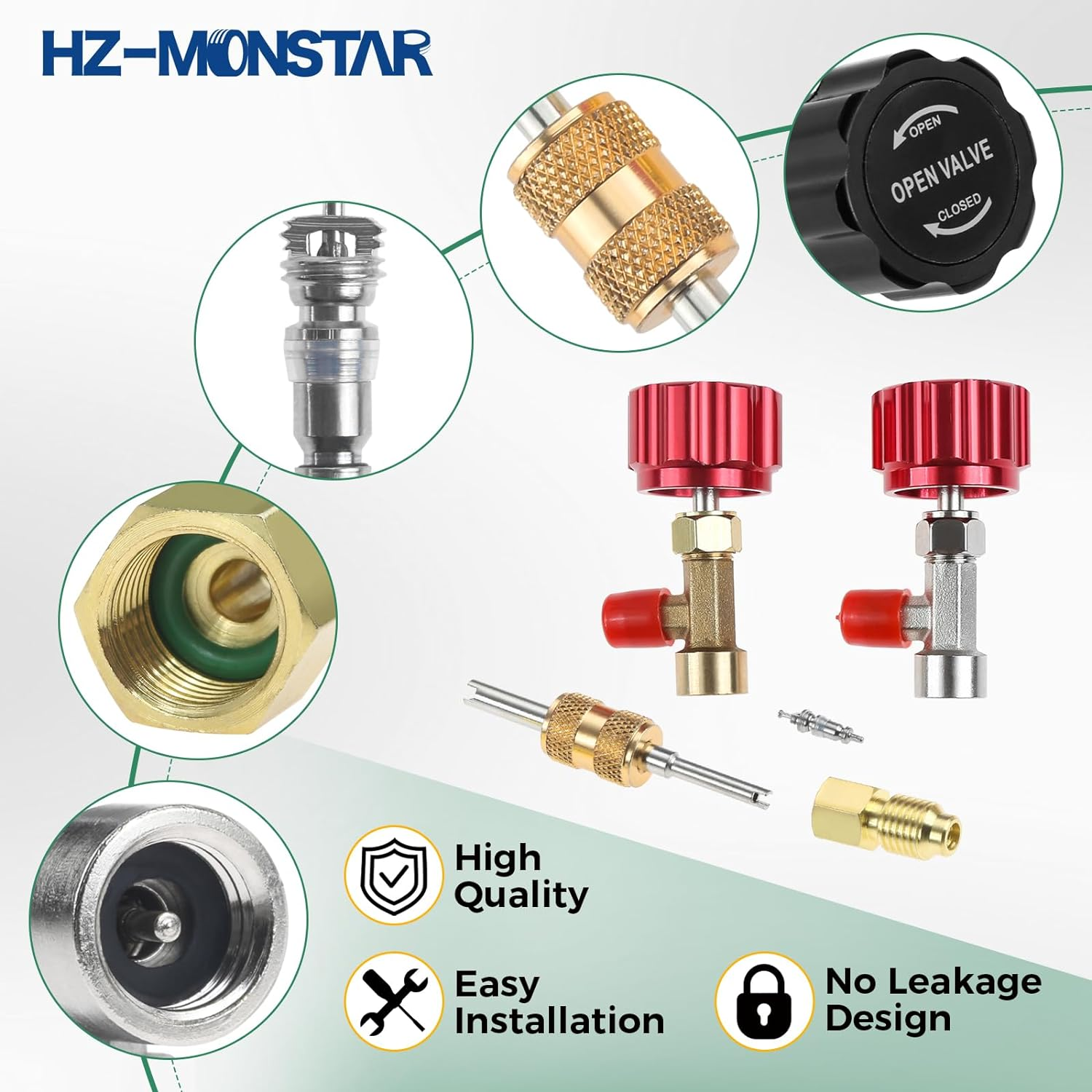 R134A Can Tap, Automotive R134A Self Sealing Can Tap, AC Puncture Freon Can Tap with Refrigerant Tank Adapters and Valve Core Removal Tool for Automotive AC Systems Refilling (Black) image number 1