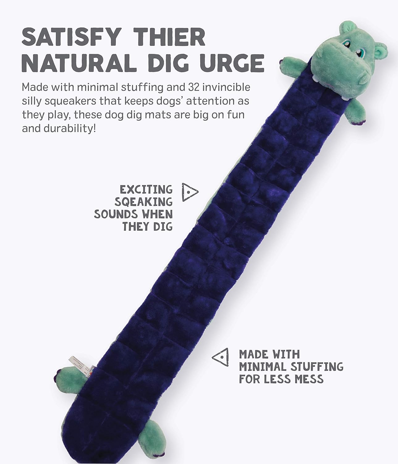 Outward Hound Squeaker Matz Plush Hippo Dog Toy, XXL image number 1