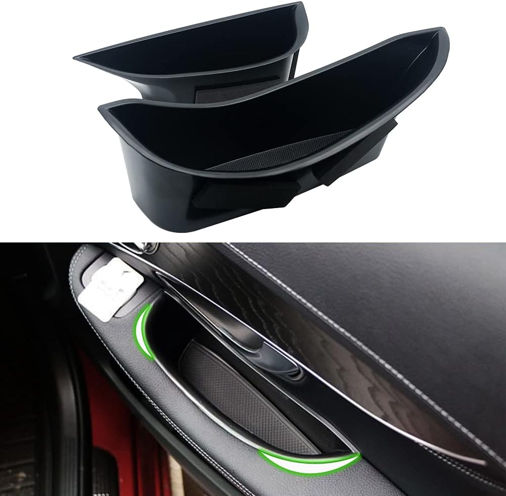 Front Row Door Storage Box Handle Pocket Armrest Phone Container Compatible with Mercedes Benz GLC GLC250 GLC300 GLC350 GLC43 C-Class Sedan C300 C450 C63 W205 2015-2021 Door Organizer Handle Pocket image number 1