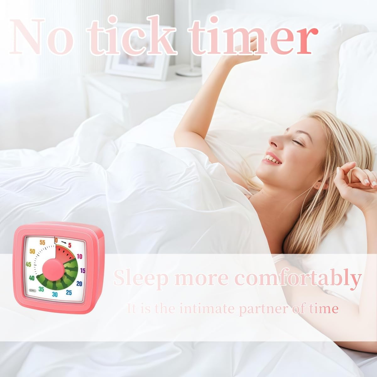 Kids Visual Timer for Kitchen,Classroom,Cooking,Learning,Bedroom,Office, 60-Minute Countdown Pomodoro Timer for Kids with Autism ADHD (Watermelon Style) - Orange Style image number 2