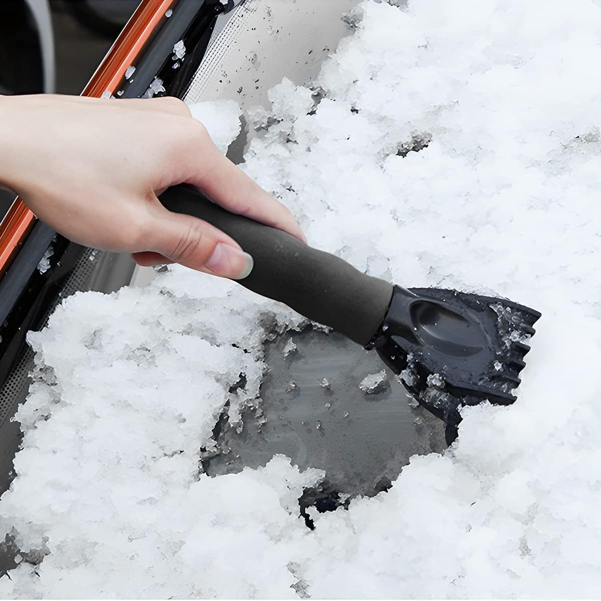 Ice Scraper for Car Windshield, Snow and Frost Removal for Auto Window, No Scratch Winter Cleaning Tool, ABS Body with Foam Handle, Car Exterior Accessories Universal for Car, Truck, SUV (Black) image number 5