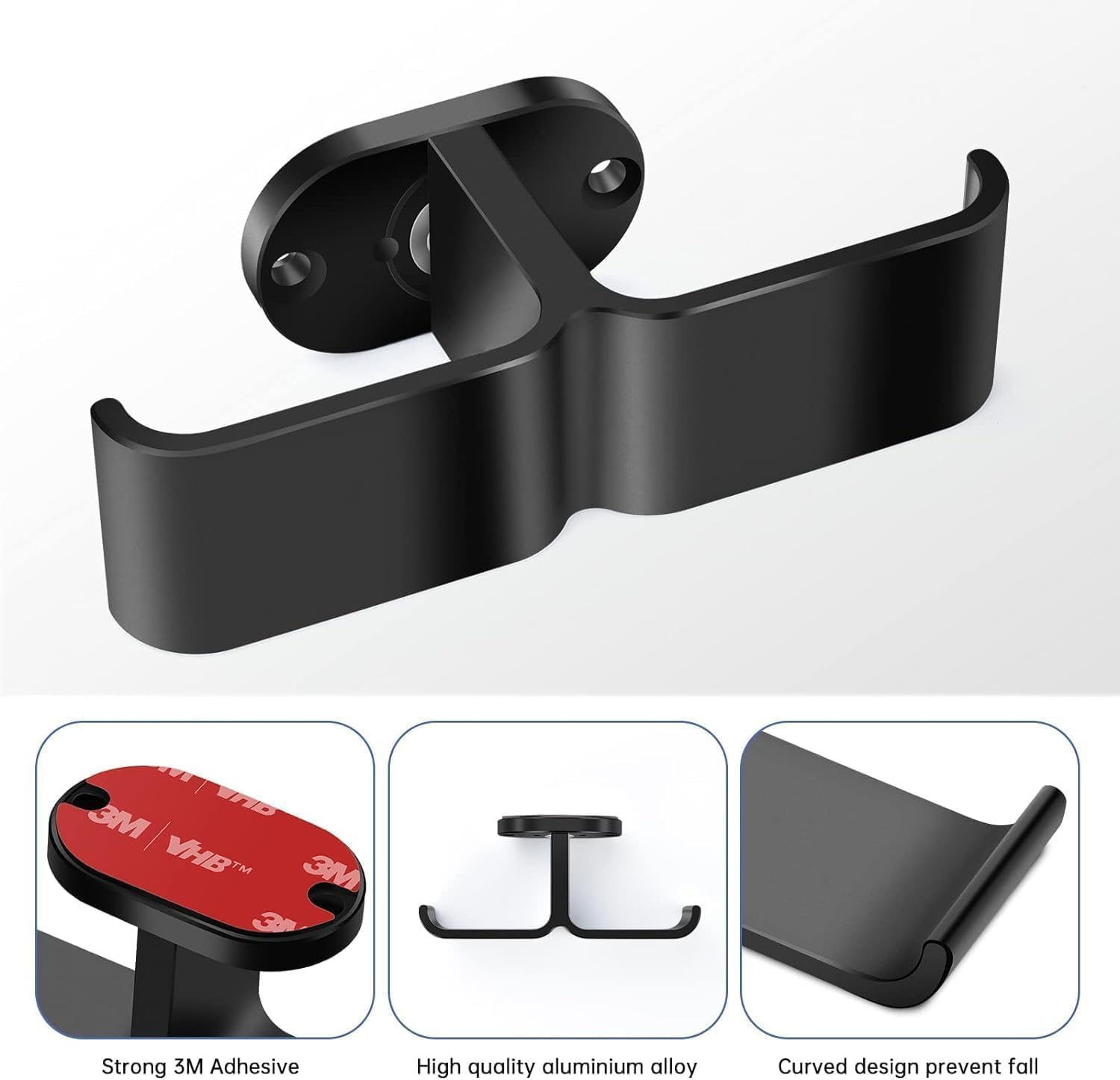 Fokmuaex under Desk Headphone Hook - Heavy Duty Dual Headset Stand with Adhesive & Screw Mounting, Space Saving Organizer for Gaming Headphones in Home Office/Gaming Cafe（1 Pcs）