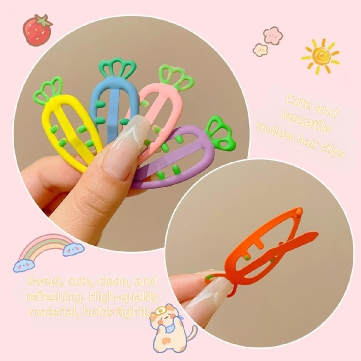 18Ps Hair Clips Women'S Small Mini Flower Shape Duckbill Hair Clips for Styling Flat Hair Clips Stripes Thick & Thin Hair Accessory image number 2