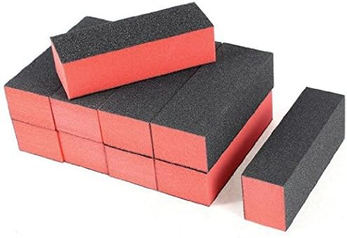 Onwon 10 PCS Sanding Buffing Nail Polisher 4 Way Polish Buffer Buffing Block Nail Files Art Pedicure Manicure File(Black Red) image number 1