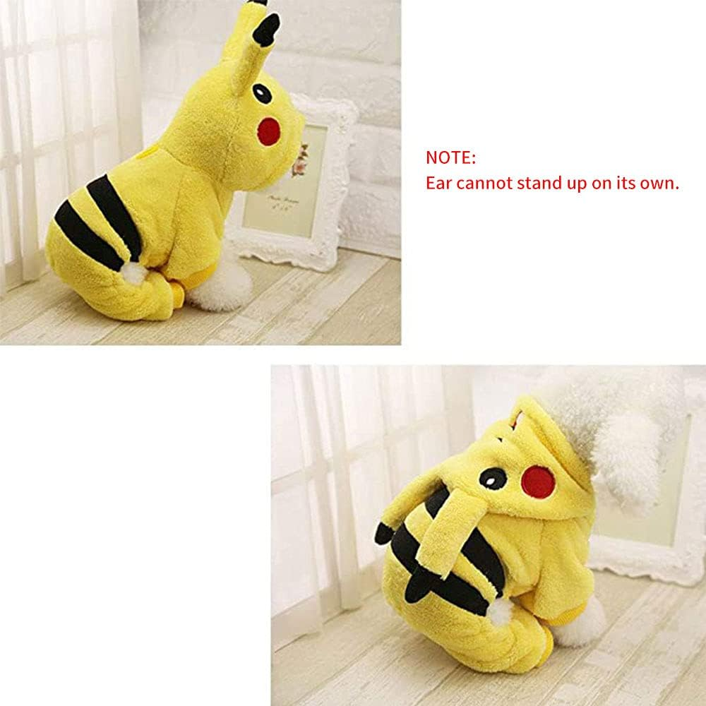 Cute Soft Dog Costume Flannel Dog Coat Picachu Lovely Warm Dog Clothes for Winter image number 3