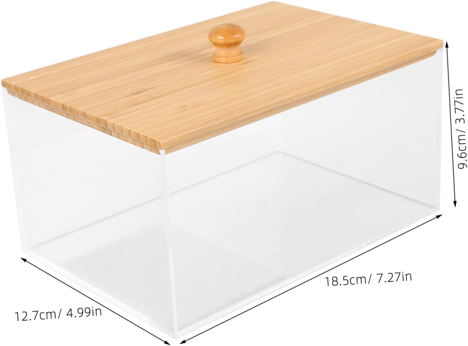 Acrylic Dryer Sheet Holder Bamboo Lid Laundry Room Storage Box for Dryer Sheets Easy to Use and Clean image number 5