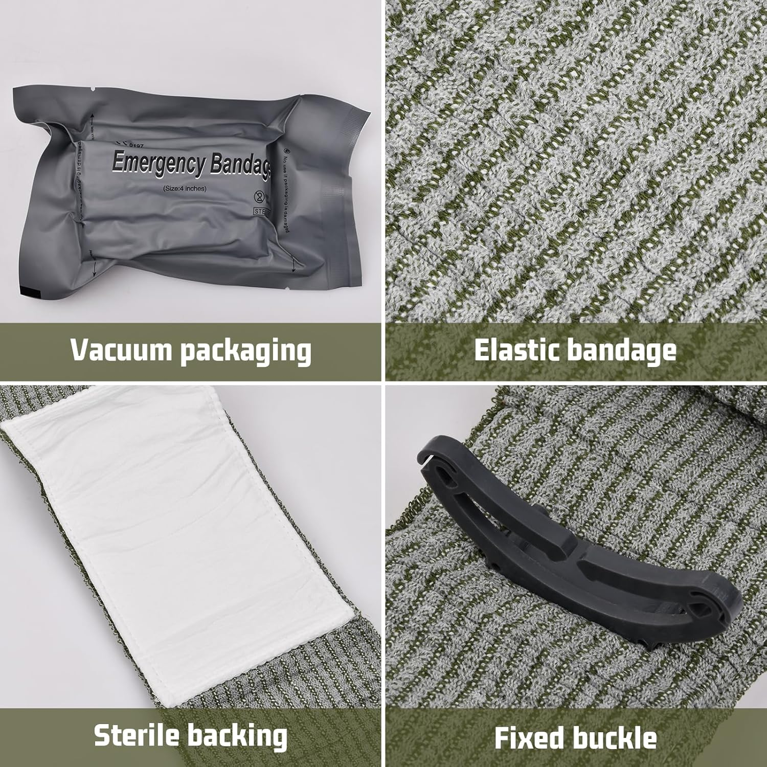 Israeli 4" Emergency Compression Bandage, 2 Pack - Vacuum Sterile Hemostatic Dressing for First Aid Battle Self-Rescue