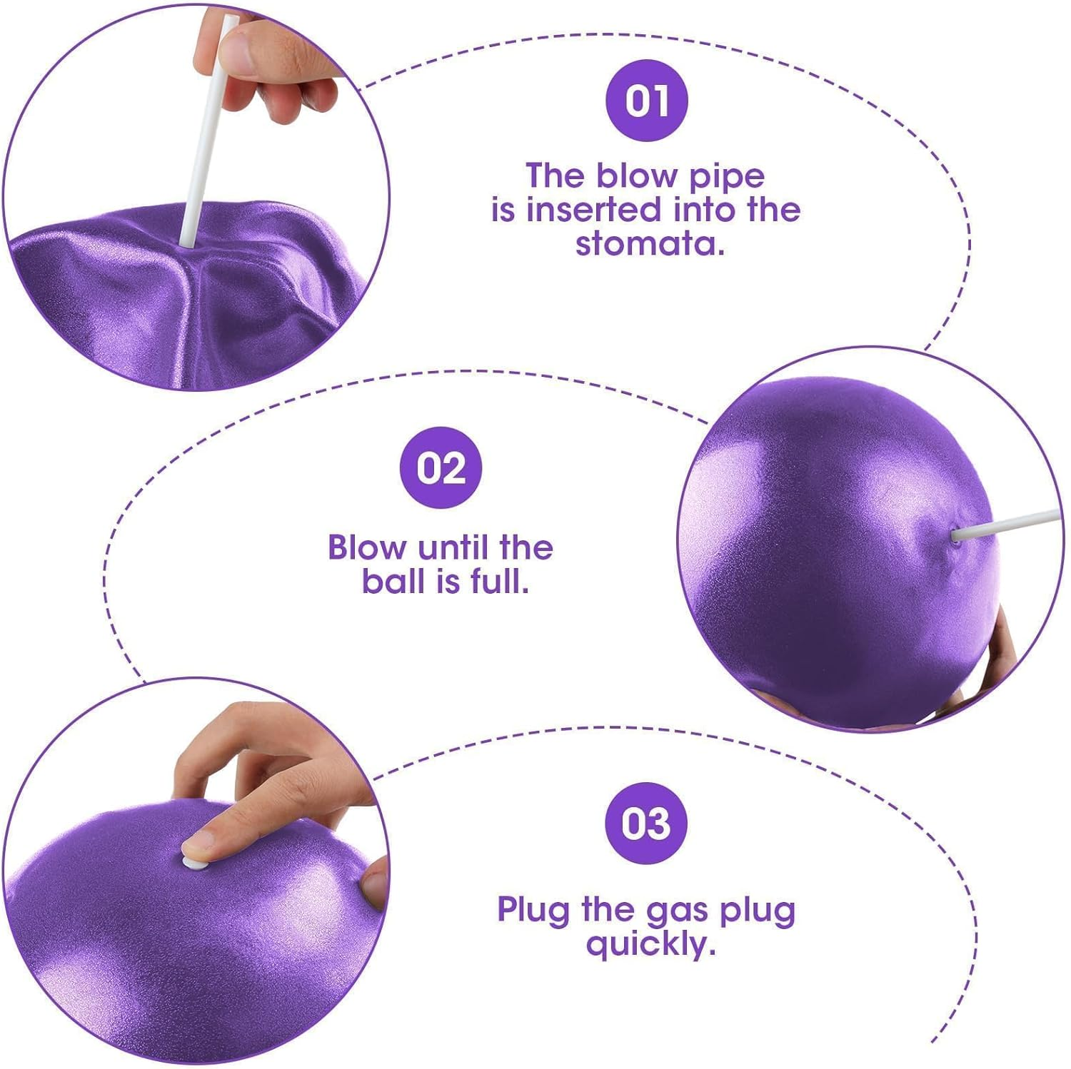 9 Inch Soft Pilates Ball, Small Exercise Ball with Inflatable Straw Anti-Burst Non-Slip PVC Mini Gym Ball for Yoga Pilates Barre Physical Therapy Core Strengthening Posture - Purple image number 6