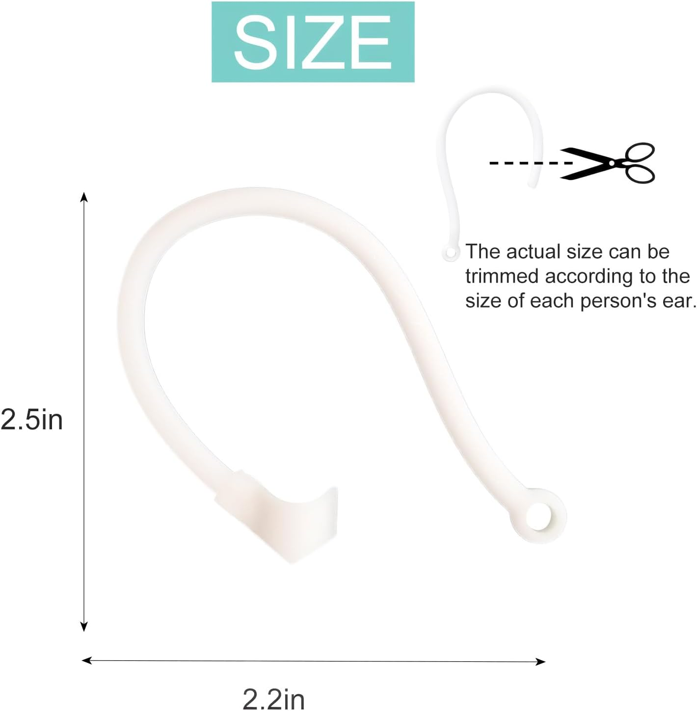 Adjustable Ear Hooks Compatible with Airpods 4, 3, 1, 2 and Pro & All In-Ear Headphones with Stems - 2 Pairs Secure & Comfortable Prevent Falls Ear Holders for Headphones - Easy to Install (White) image number 4